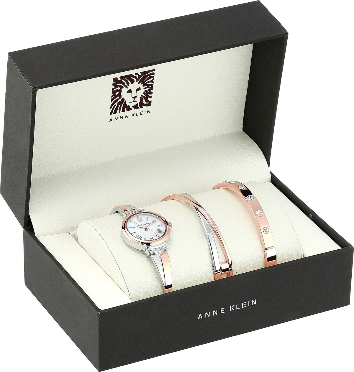 Anne Klein Women's Premium Crystal Accented Bangle Watch Set, AK/2245