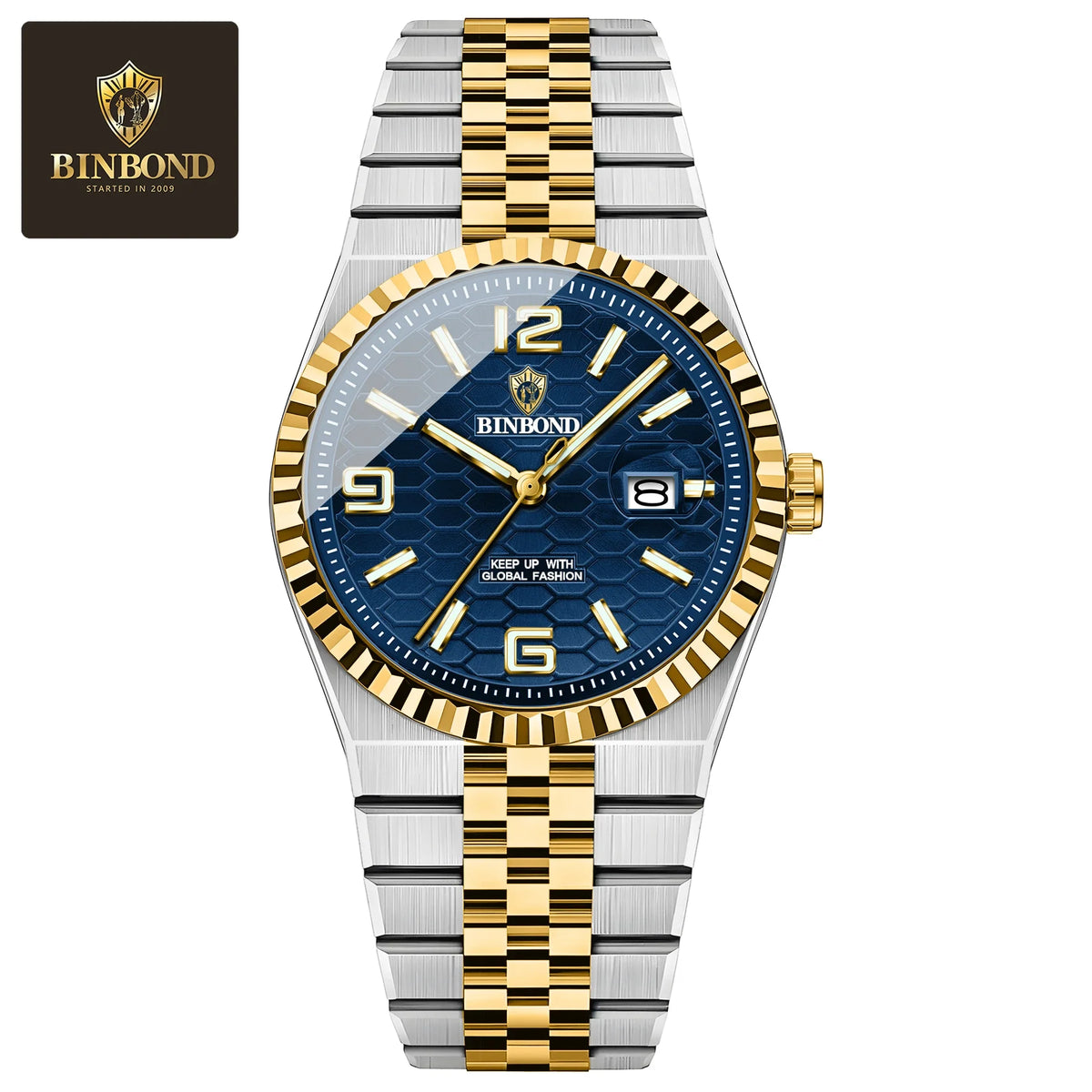 BINBOND High Quality Original Men Clock Waterproof Luminous Date Luxury Man Watch Stainless Steel Quartz Men's Watches Male