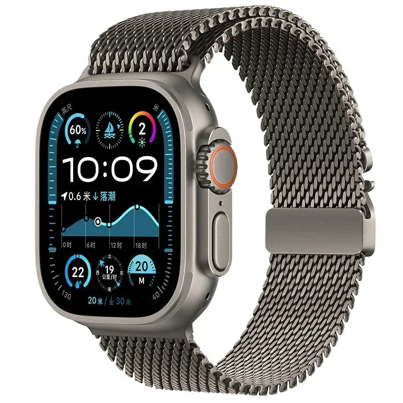 Milanese Mesh Apple Watch Band with Parachute Clasp