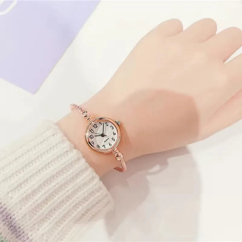 YIKAZE Women Watches Small Gold Bangle Bracelet Watch Stainless Steel Retro Ladies Quartz Wristwatch Clock Fashion Dress Watch