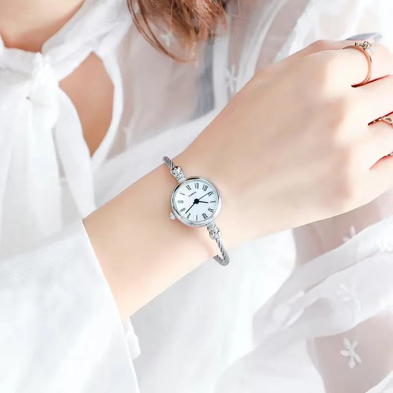 YIKAZE Women Watches Small Gold Bangle Bracelet Watch Stainless Steel Retro Ladies Quartz Wristwatch Clock Fashion Dress Watch