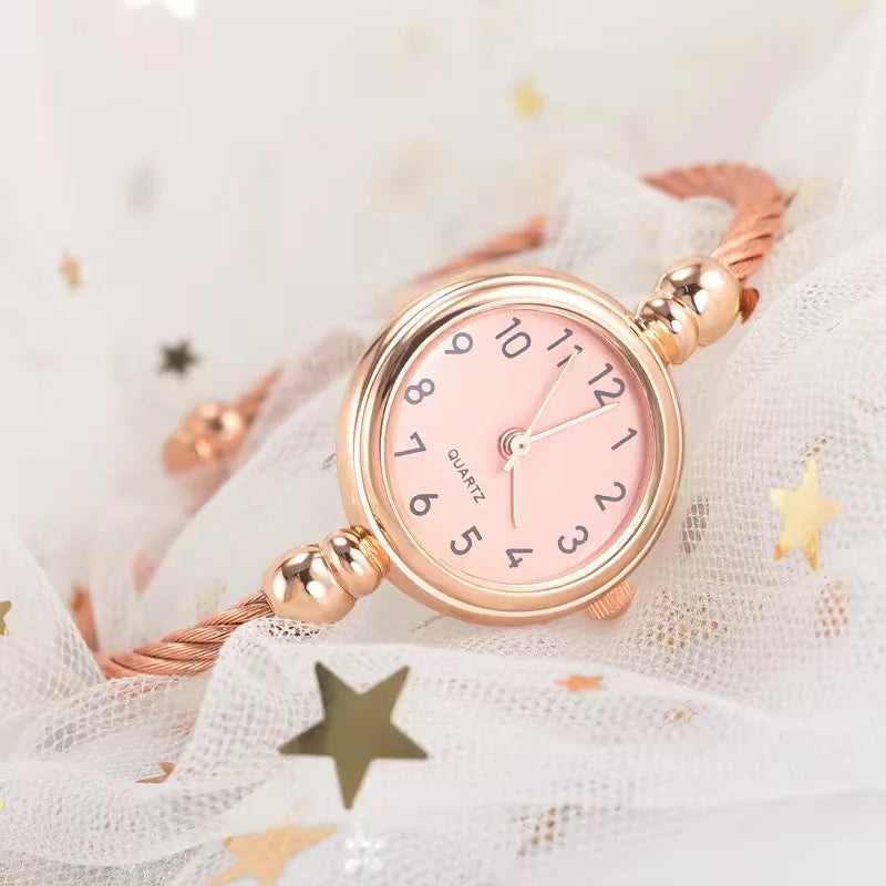 YIKAZE Women Watches Small Gold Bangle Bracelet Watch Stainless Steel Retro Ladies Quartz Wristwatch Clock Fashion Dress Watch