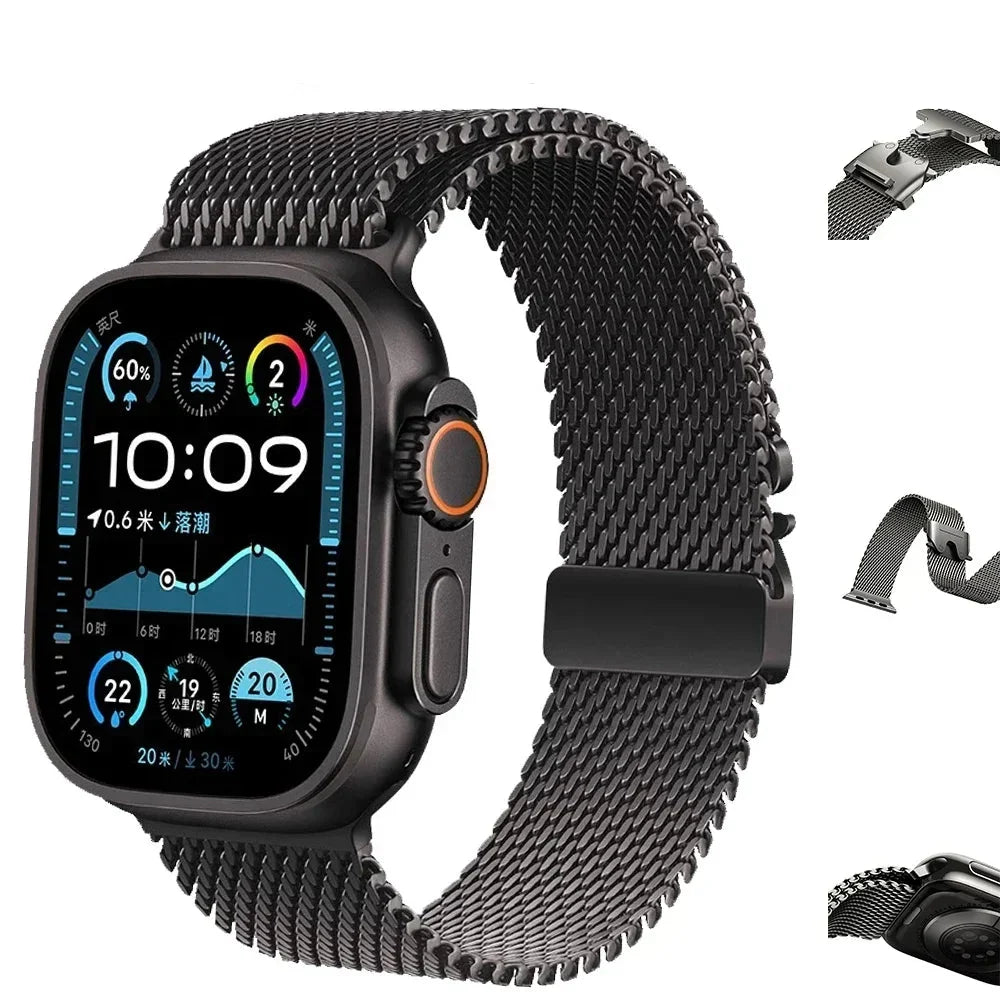 Milanese Mesh Apple Watch Band with Parachute Clasp
