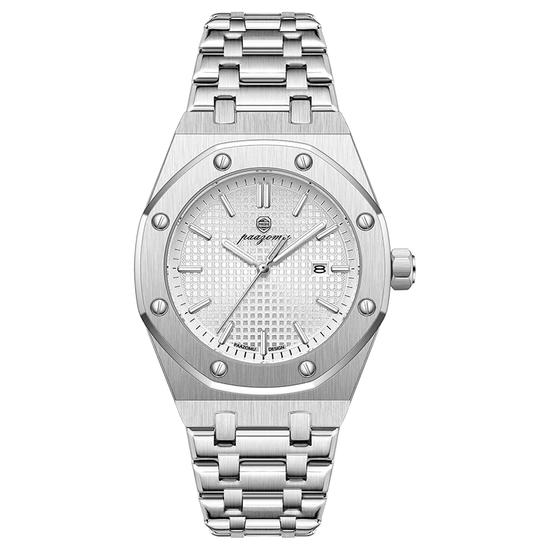 PAAZOMU High Quality Original Men Clock Waterproof Luminous Date Luxury Man Watch Stainless Steel Quartz Men's Watches Male+Box
