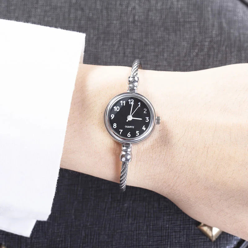 YIKAZE Women Watches Small Gold Bangle Bracelet Watch Stainless Steel Retro Ladies Quartz Wristwatch Clock Fashion Dress Watch