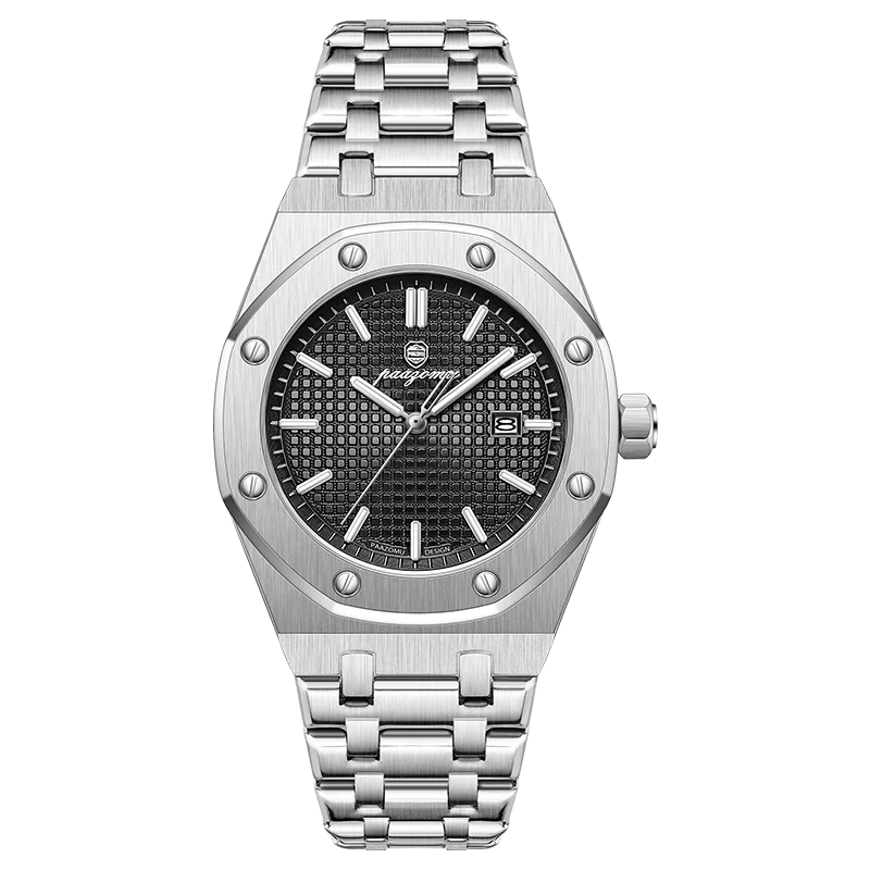 PAAZOMU High Quality Original Men Clock Waterproof Luminous Date Luxury Man Watch Stainless Steel Quartz Men's Watches Male+Box