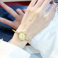 YIKAZE Women Watches Small Gold Bangle Bracelet Watch Stainless Steel Retro Ladies Quartz Wristwatch Clock Fashion Dress Watch