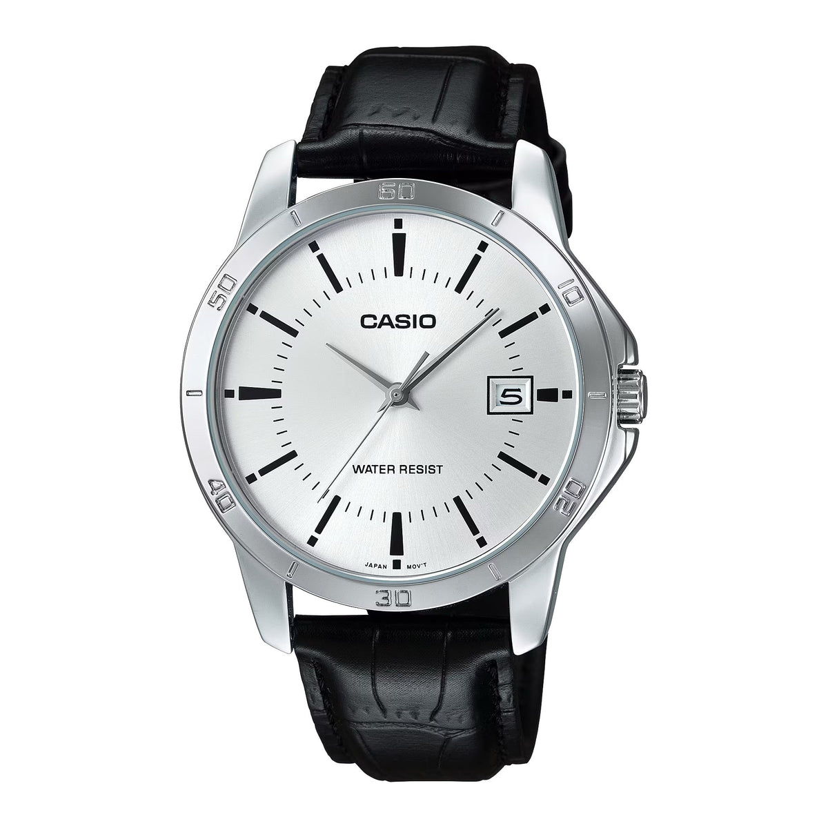 Casio Men’s Silver Dial Brown Leather Strap Analog Watch – MTP-V004L-7CUDF