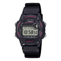 Casio Men’s Black Digital Watch with Gray Dial and Pink Accents - W-220H-1A2V